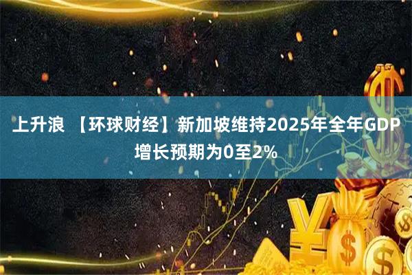 上升浪 【环球财经】新加坡维持2025年全年GDP增长预期为0至2%
