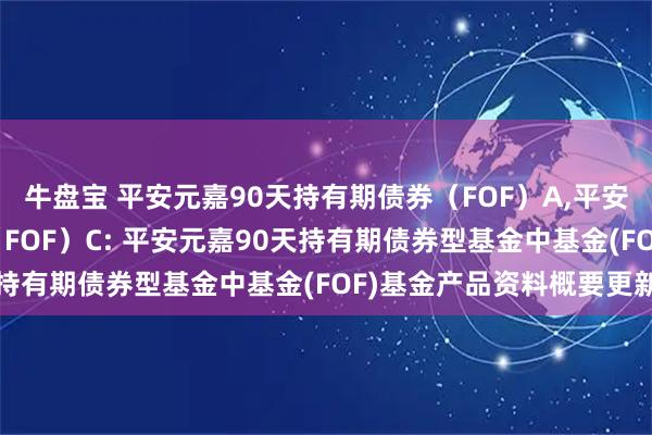 牛盘宝 平安元嘉90天持有期债券(FOF)A,平安元嘉90天持有期债券(FOF)C: 平安元嘉90天持有期债券型基金中基金(FOF)基金产品资料概要更新